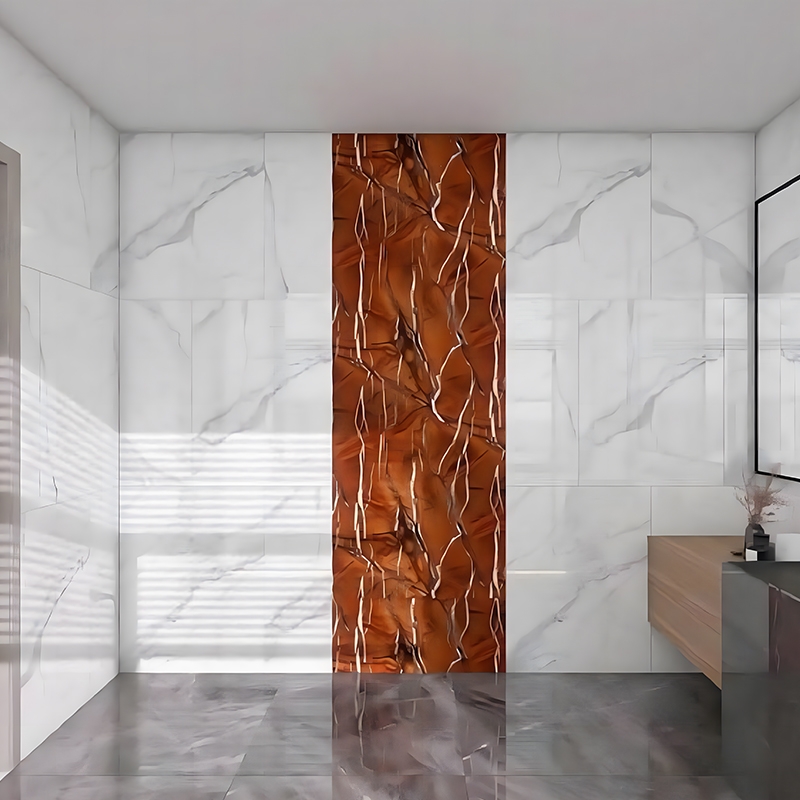 Rainforest Barna texturált fürdőszobai Backsplash dekoráció PET hőátadó fólia