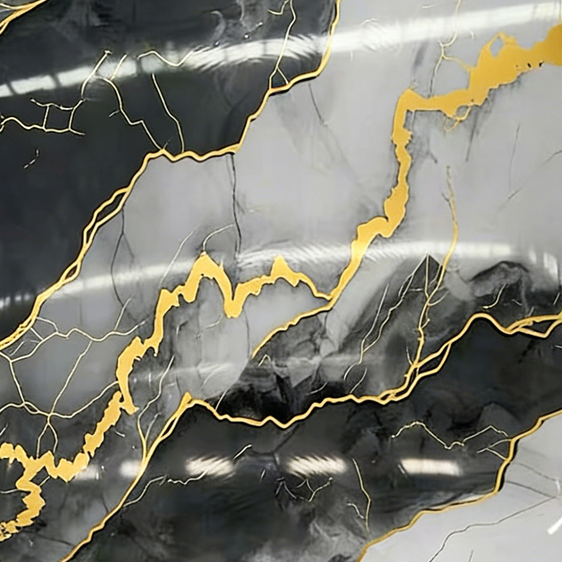 Vízálló Gold-Vein UV műmárványlap faldíszítéshez